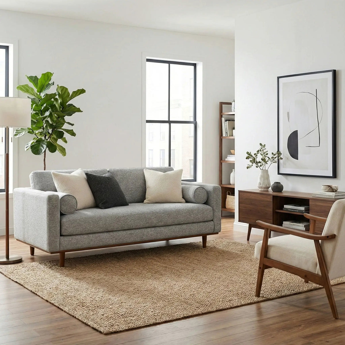 Morrison Upholstered Sofa | Recycled Blend Fabric | Single Bench Seat Cushion | 72 Inch Length