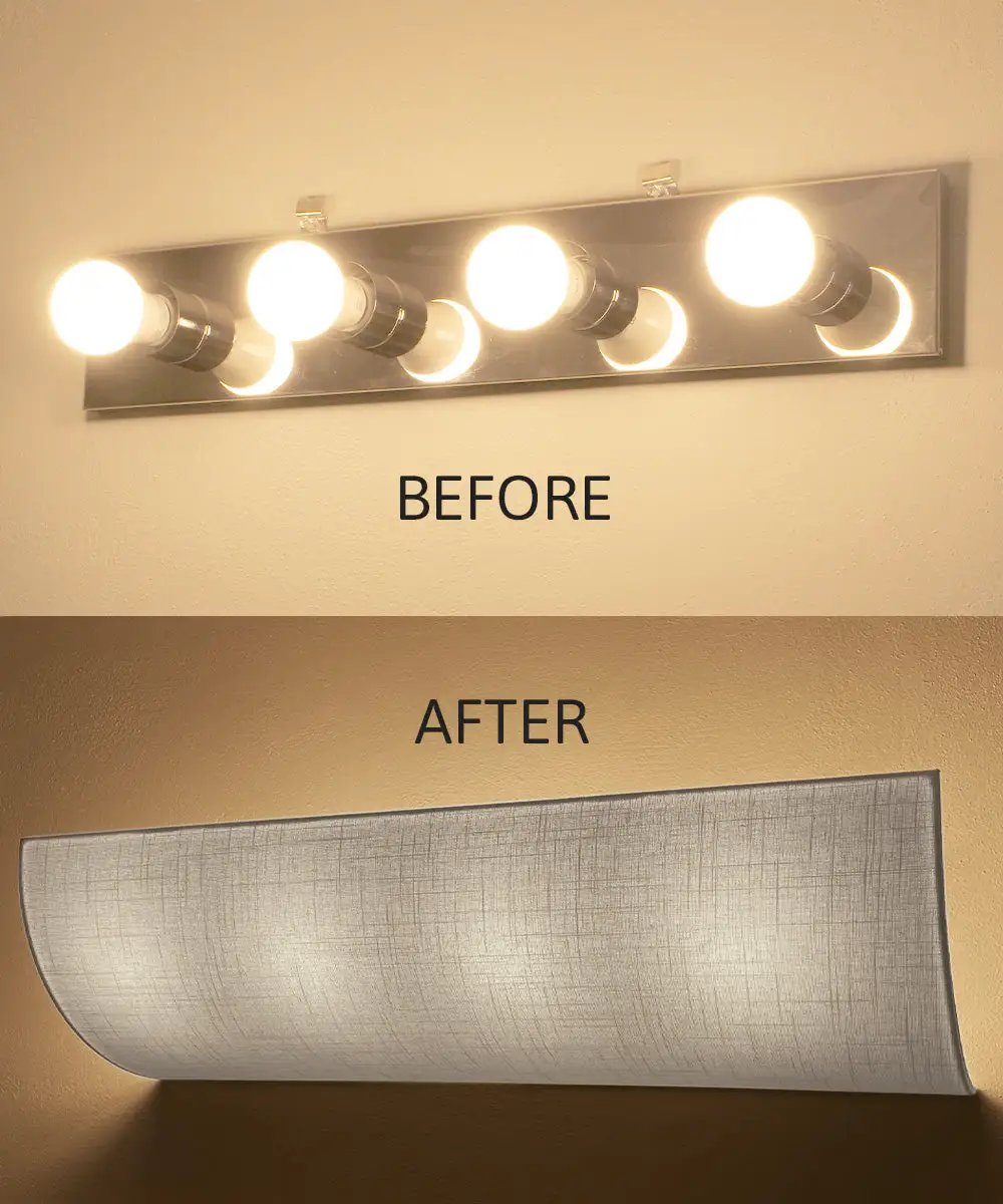 Moderne Vanity Light Cover | 32 Inch | White | Textured Fabric | Hollywood