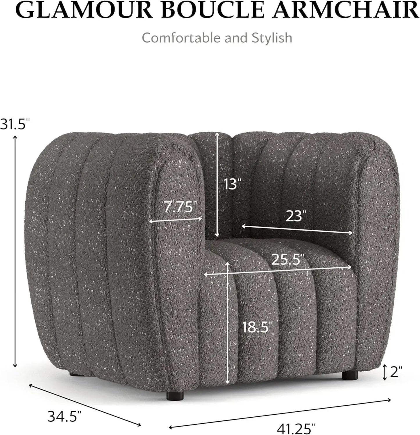 Charcoal Gray Vertical Channel Tufted 3 Piece Sofa Set from PriceLows™