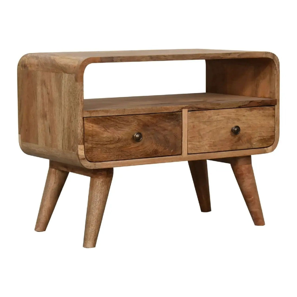 Mini Curved Media Unit - Media Chest | 23.62 x 11.81 x 17.72 in | Mango Wood | Oak