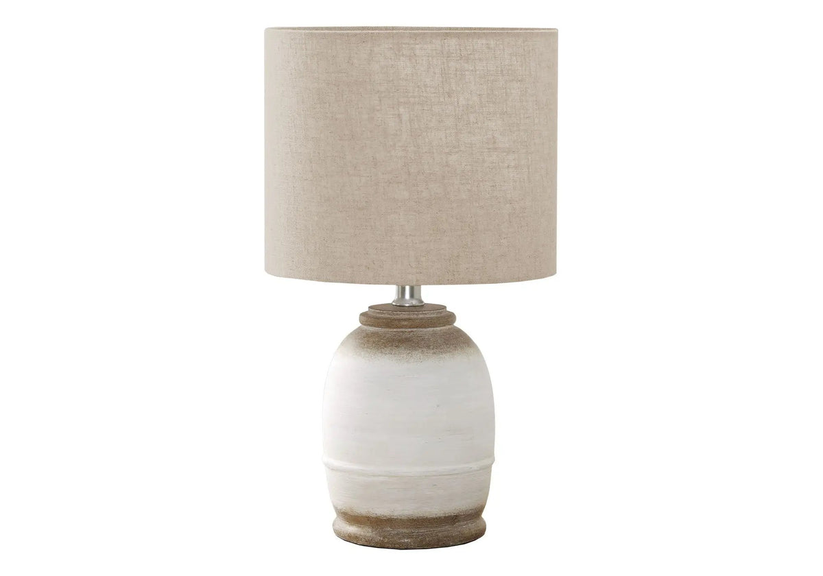 Cream Resin Table Lamp | Two-Toned Light Brown Base | 16.5 Inch Height | Compact Design
