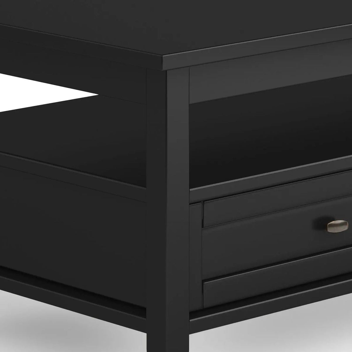 Warm Shaker Solid Wood Table | Bottom Drawer | Open Shelf Storage