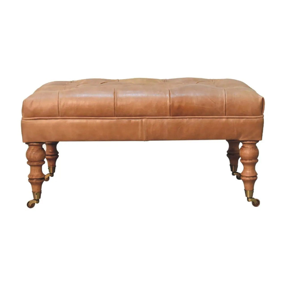 Buffalo Ottoman With Castor Legs | 7 Pieces | Mango Wood | Living Room