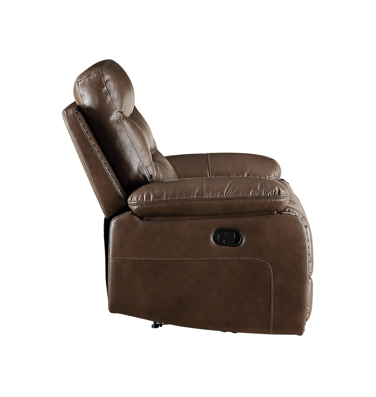 Aashi Leather Gel Match Recliner Loveseat | 38 x 72 x 34 in | Leather & Metal | Brown