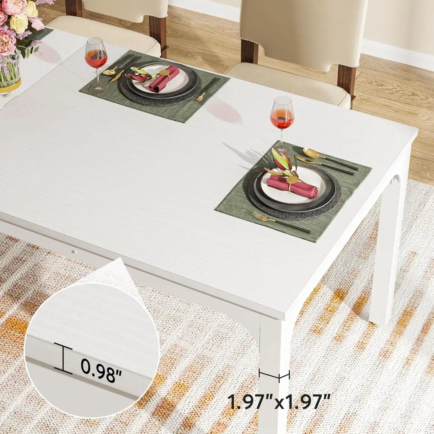 White 78-Inch Dining Table For 6-8, Rectangular Dining Room from PriceLows™