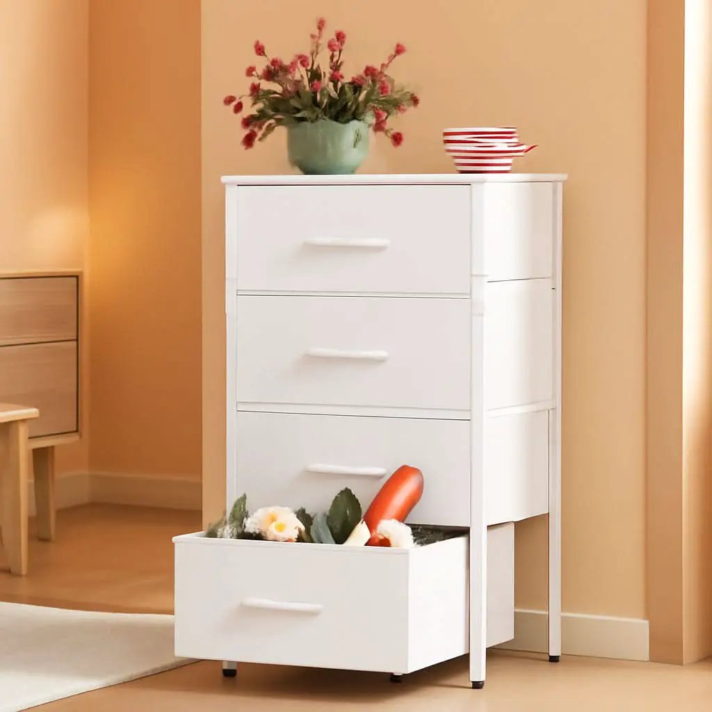 4 Drawer White Dresser For Bedroom Storage Tower Unit from PriceLows™