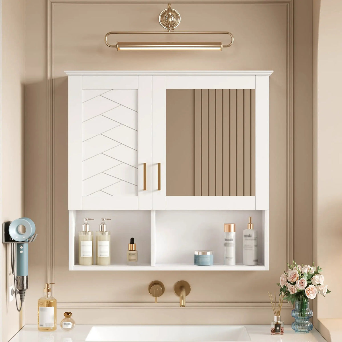 Wall Mounted Mirror Cabinet | Soft Close | Adjustable Shelves | HD Mirror