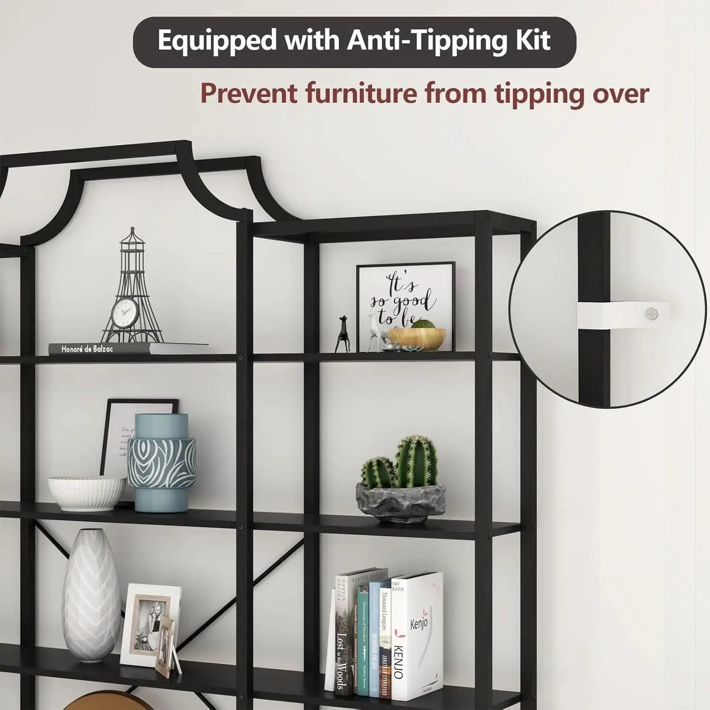 Triple Wide Five Tier Bookshelf For Living Room Organization from PriceLows™