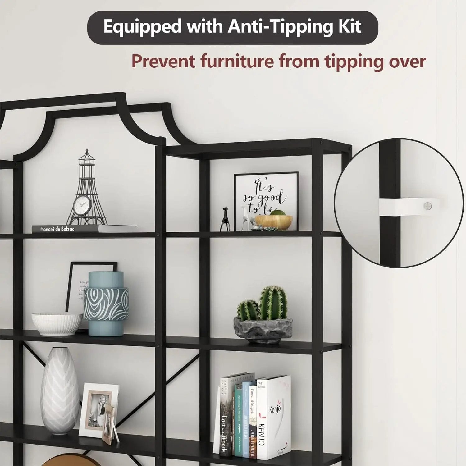 Triple Wide Five Tier Bookshelf For Living Room Organization from PriceLows™