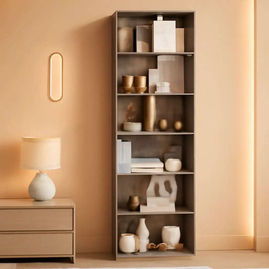 6 Tier Open Bookcase Gray Freestanding For Bedroom Space from PriceLows™