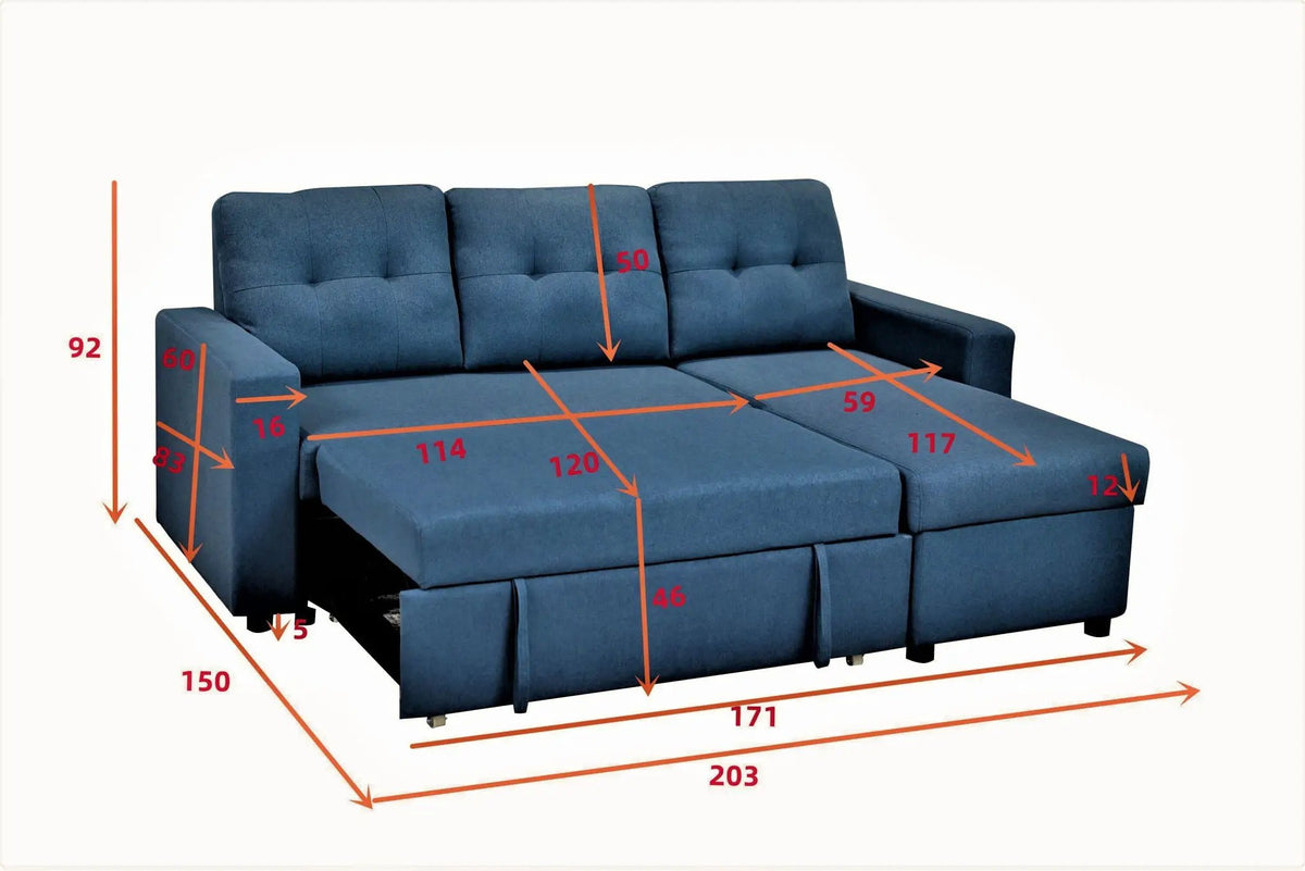 Convertible L Shaped Sectional Sleeper Sofa | Pull Out Bed | 2-in-1 Design | Space-Saving