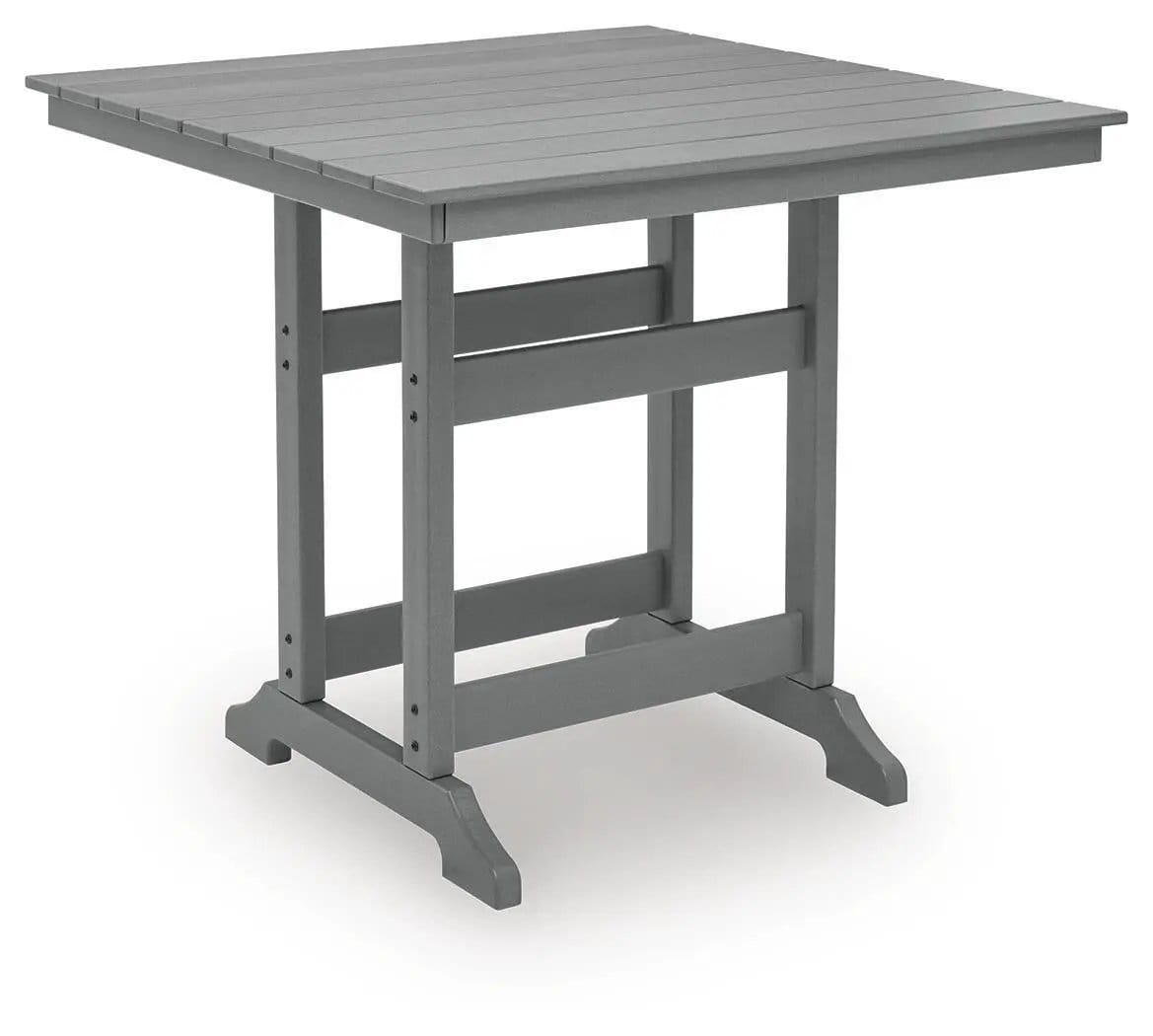 Sanctuary Beach Square Counter Table With Umbrella Option | 42 x 42 x 36.75 in | Stainless Steel & Aluminum | Dark Gray
