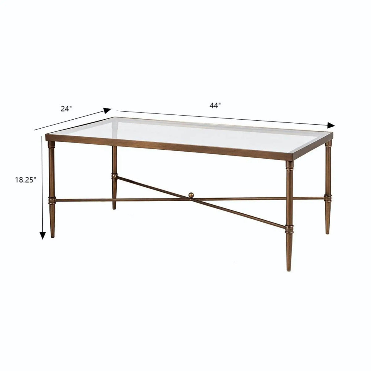 Metal Rectangle Coffee Table | Bronze Frame | 5mm Tempered Glass Top | Modern Style
