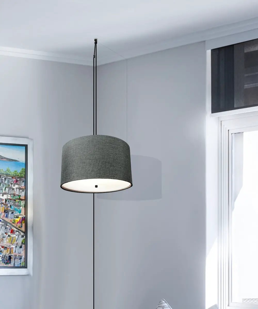 Swag Plug In Pendant | 2 Light | Granite Gray With Diffuser | 18 W Width