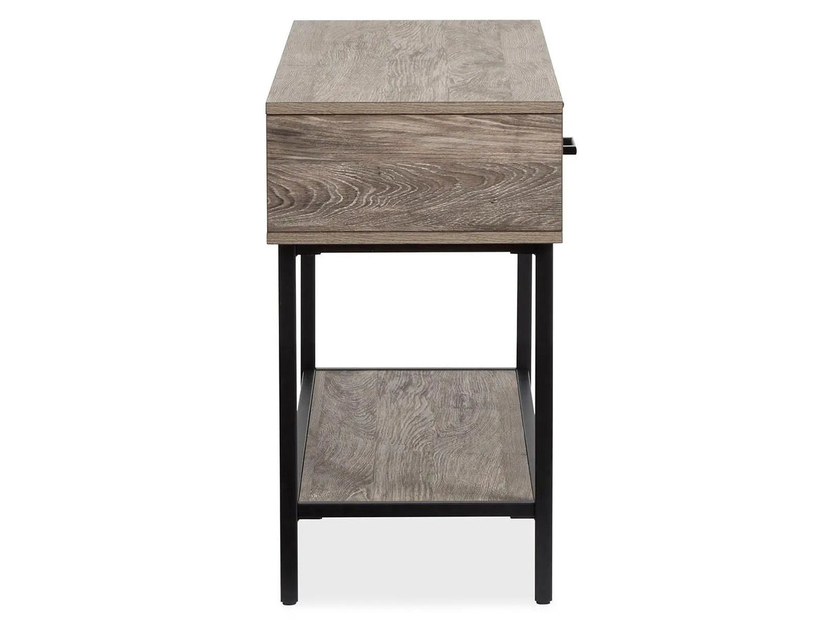 Fenwick Rectangular End Table | Whitetail Brown Finish | Matte Black Metal | Industrial Style