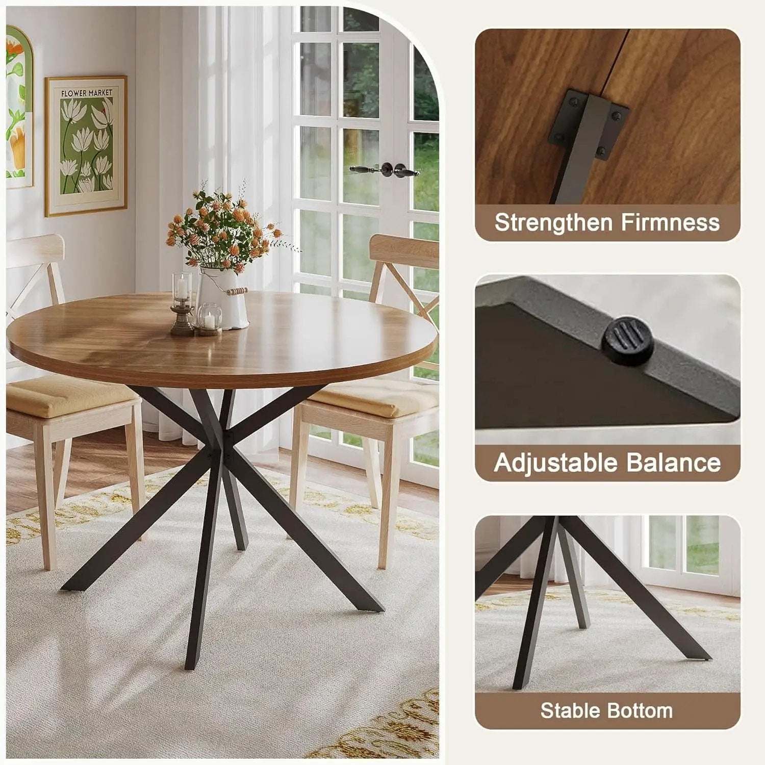 Walnut Dining Table For Four Farmhouse Kitchen Rustic from PriceLows™