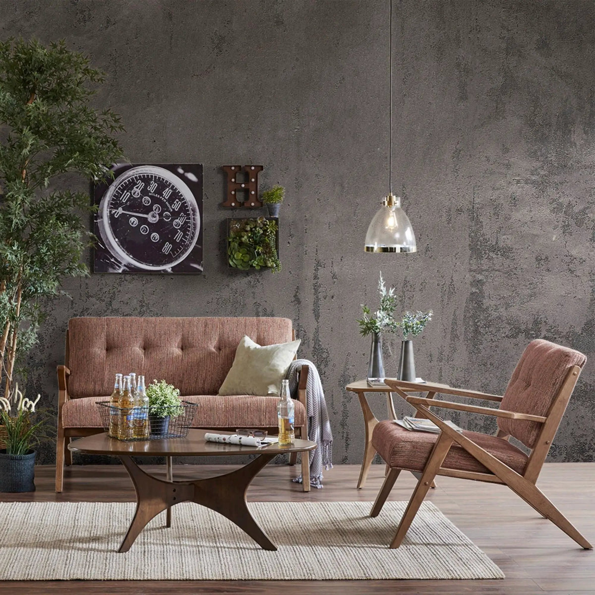 Mid-Century Lounge Chair | Tufted Upholstery | Solid Wood Frame | Tufted Back And Seat