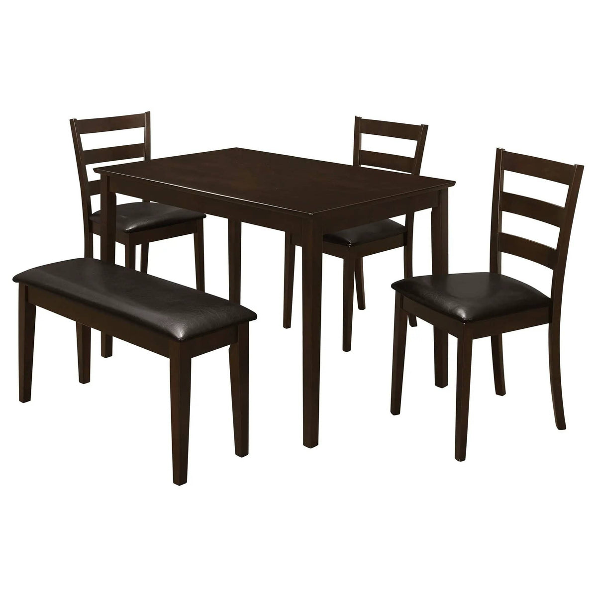 Guillen 5-piece Rectangular Dining Table Set | 5-Piece Set | Rubberwood & Engineered Wood | Cappuccino