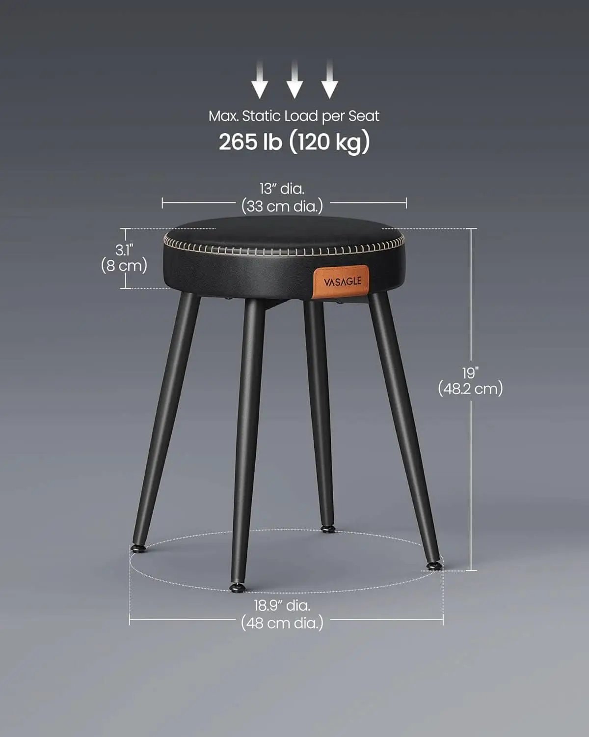 Dining Chairs Ink Black 19 Inch Tall Set Of 2 Sturdy from PriceLows™