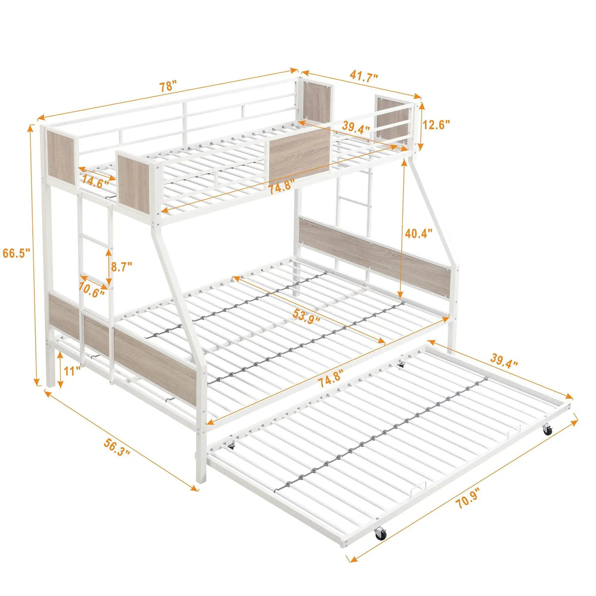 Modern Metal Bunk Bed | Dual Side Ladder | Steel Construction