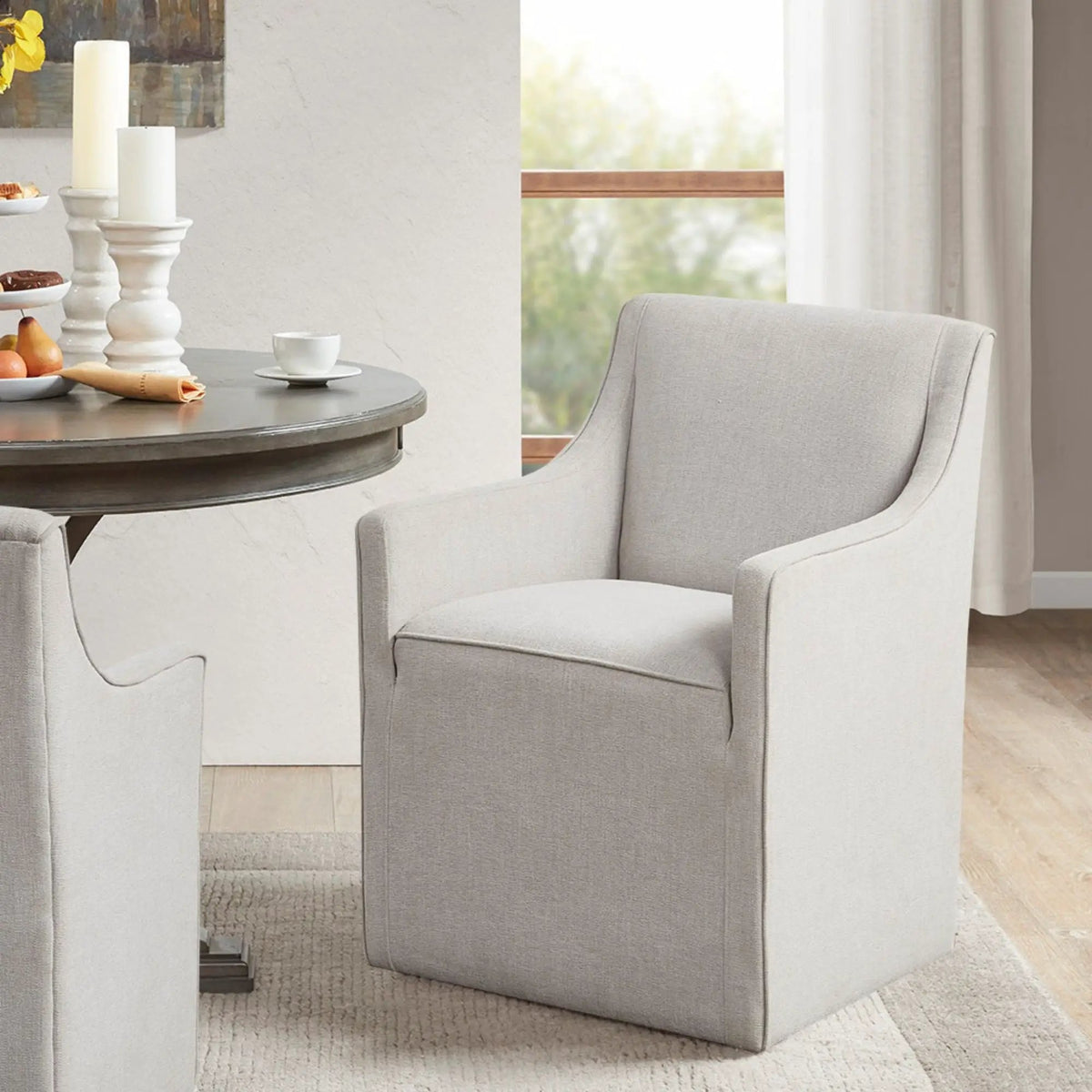 Traditional Dining Armchair | Upholstered | Fully Assembled | Gray
