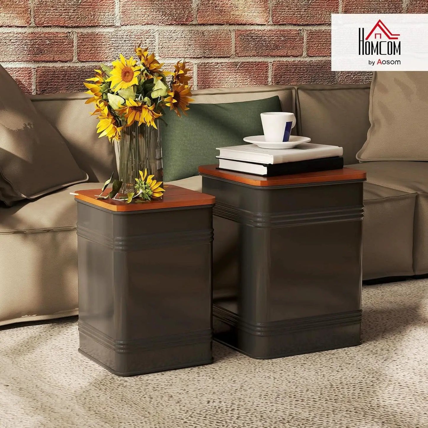 Industrial Black Storage Ottoman With Removable Lid from PriceLows™