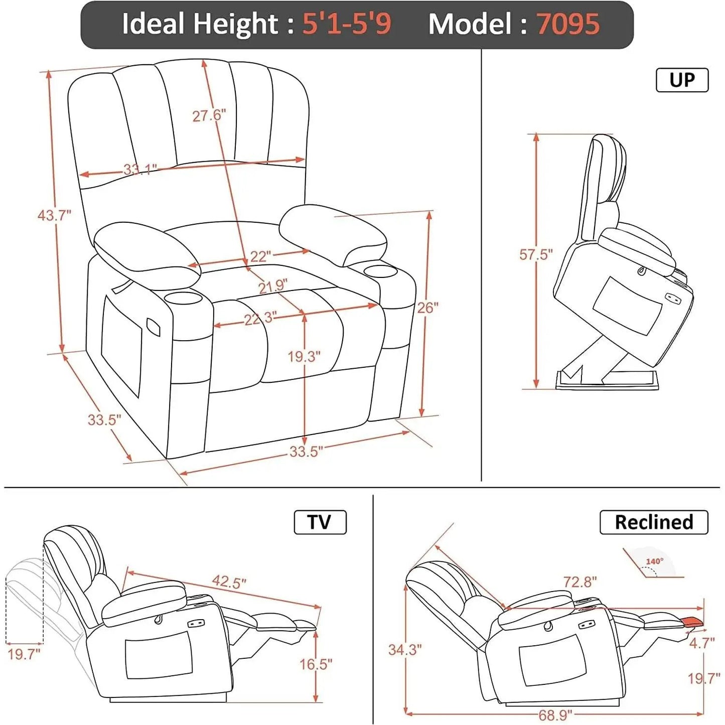 Power Lift Recliner Chair With Massage For Living Room from PriceLows™