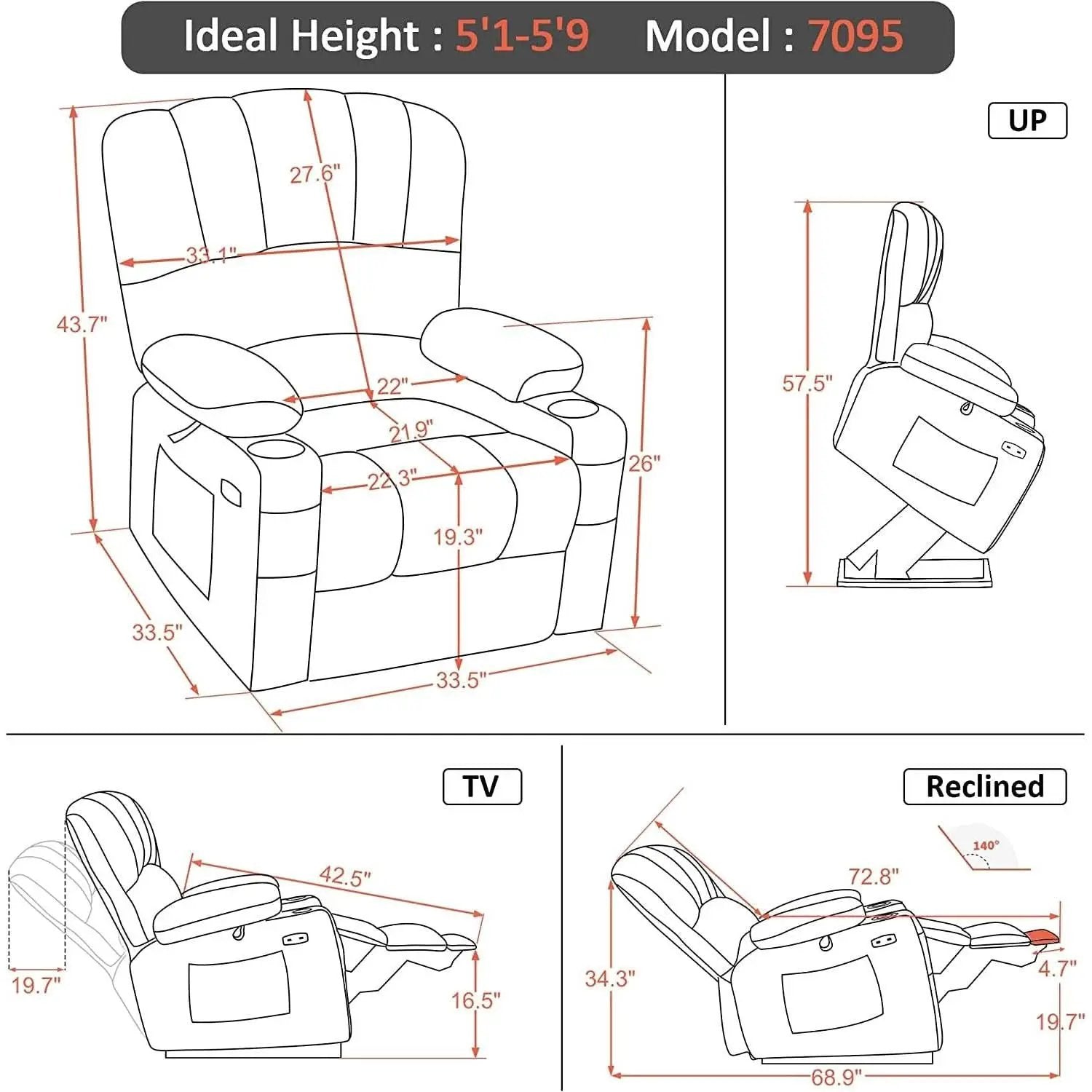 Power Lift Recliner Chair With Massage For Living Room from PriceLows™