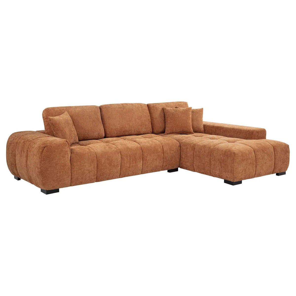 Octavia Upholstered Sectional Chaise Sofa | 119.25 x 79.5 x 35.5 in | Living Room Furniture | Orange