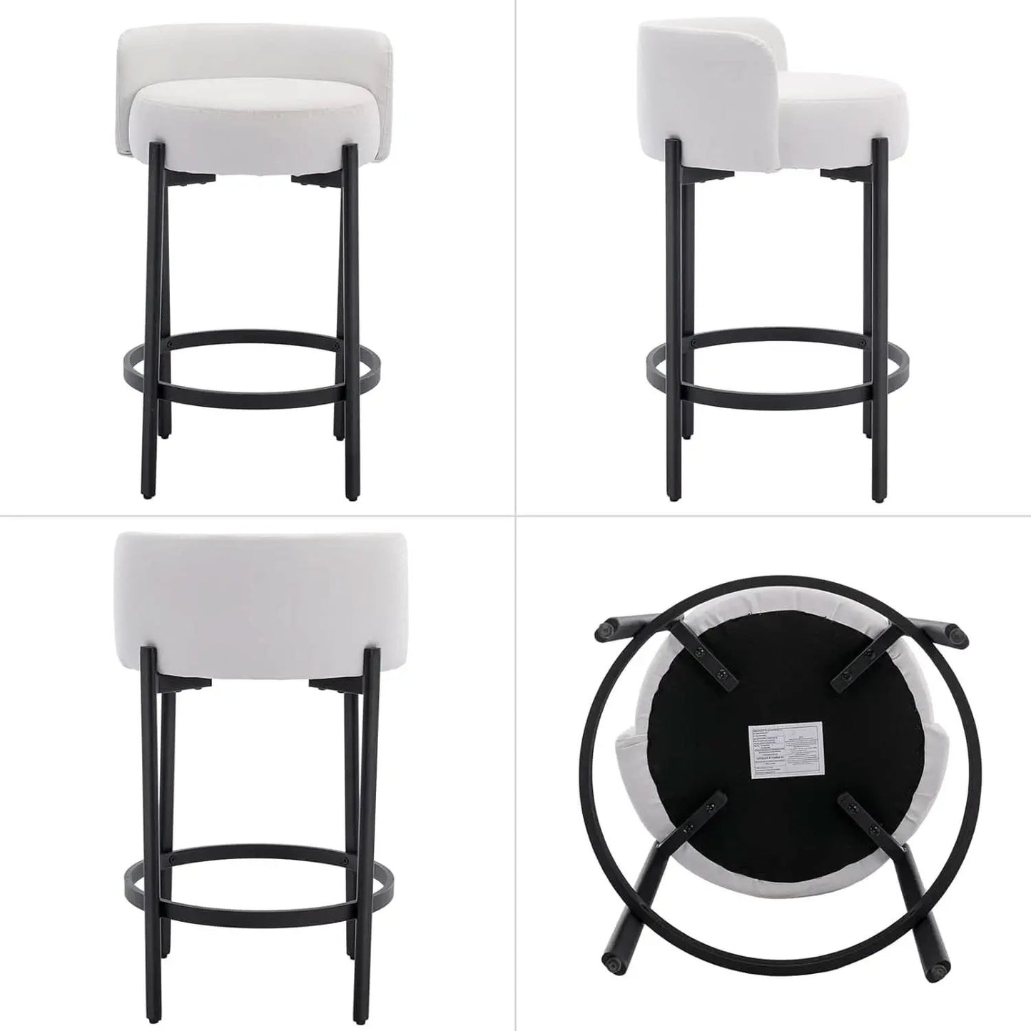 26 Inch Round Faux Leather Bar Stools Set Of 2 White from PriceLows™
