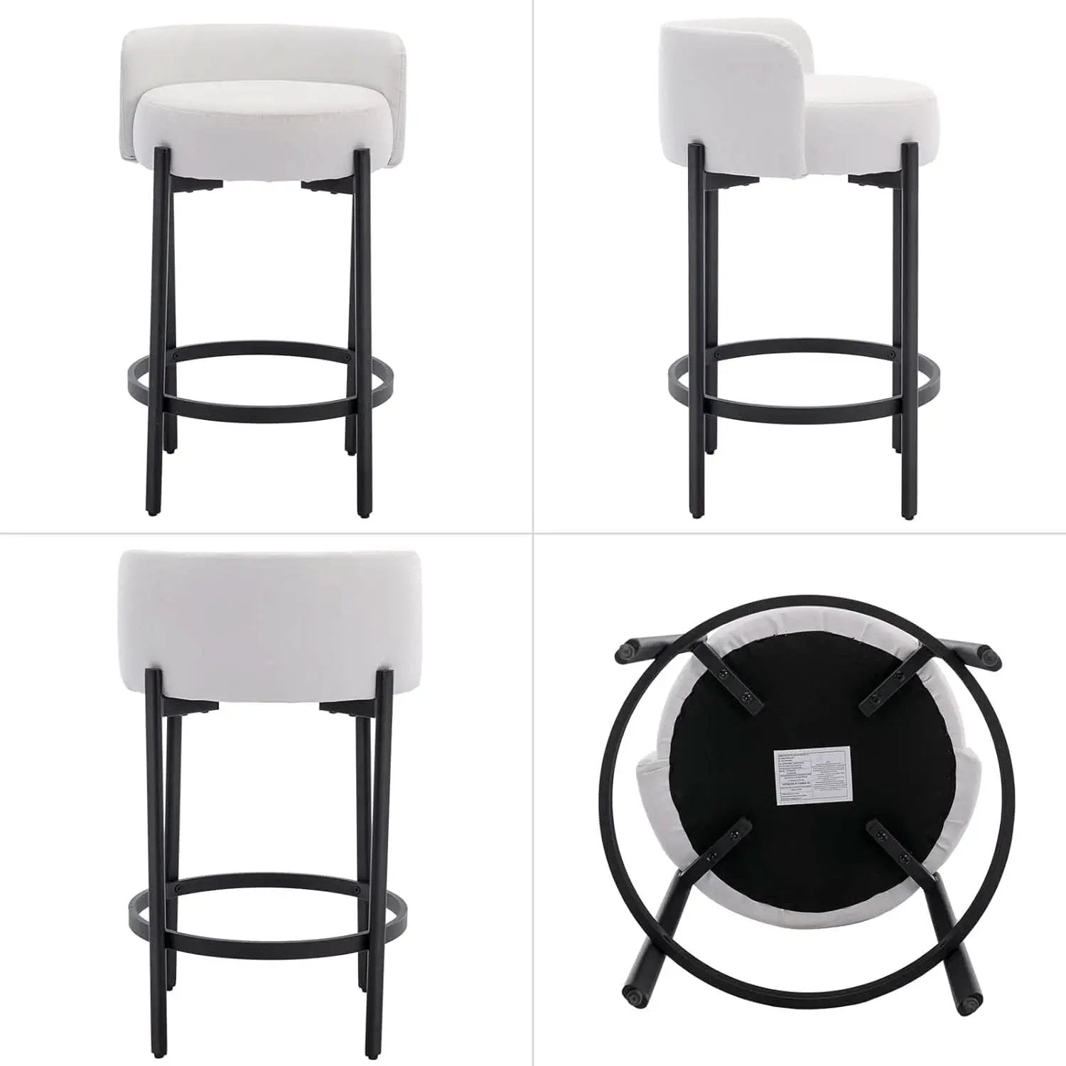 26 Inch Round Faux Leather Bar Stools Set Of 2 White from PriceLows™