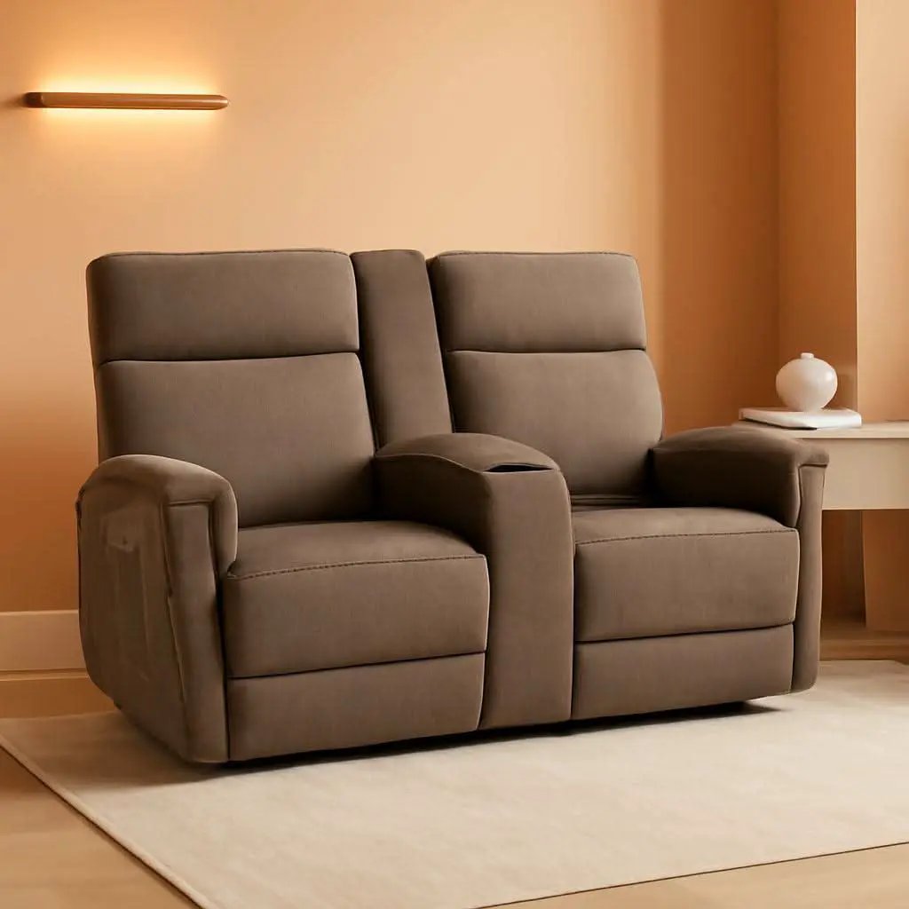Mocha Power Recliner Loveseat With Massaging For Living Room Comfort from PriceLows™