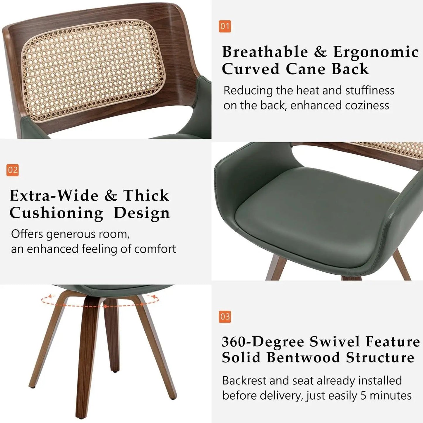 Ergonomic Walnut Swivel Dining Chairs With Armrests from PriceLows™