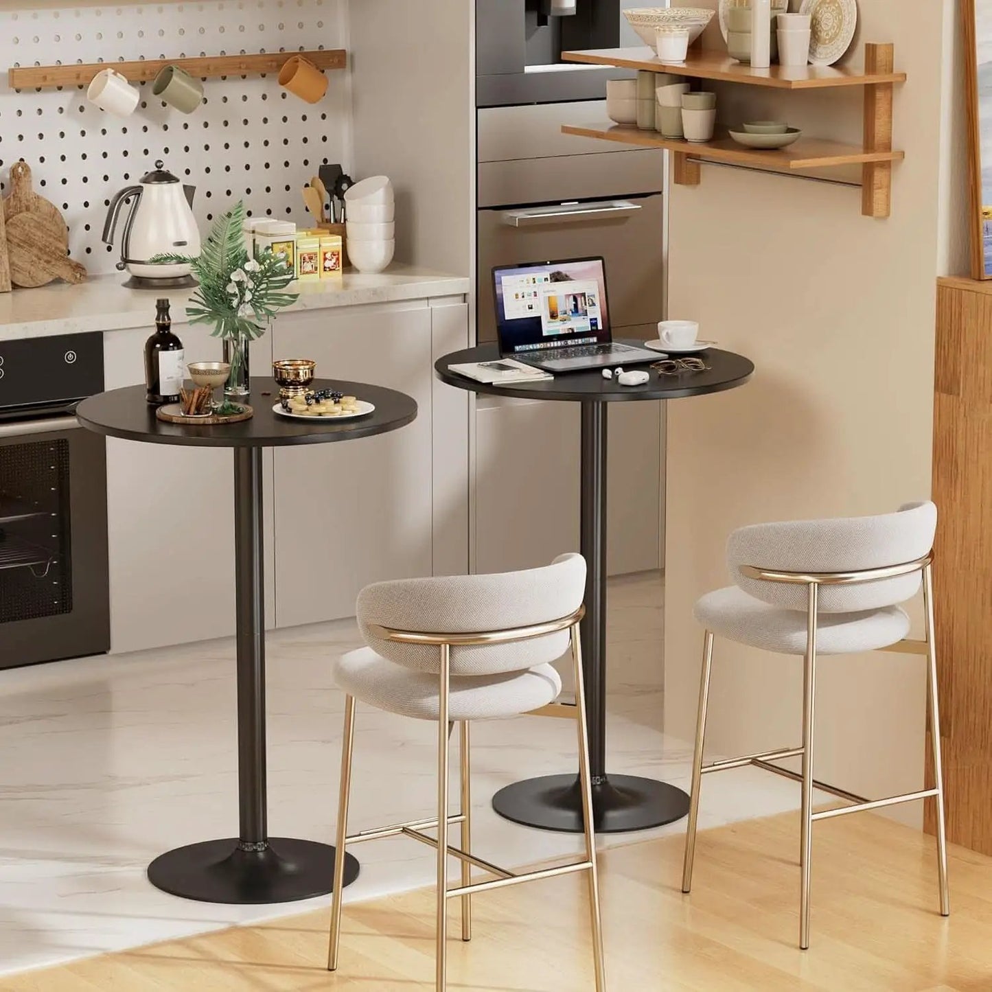 Black Circular Bar Table Water proof Coated Metal Base from PriceLows™