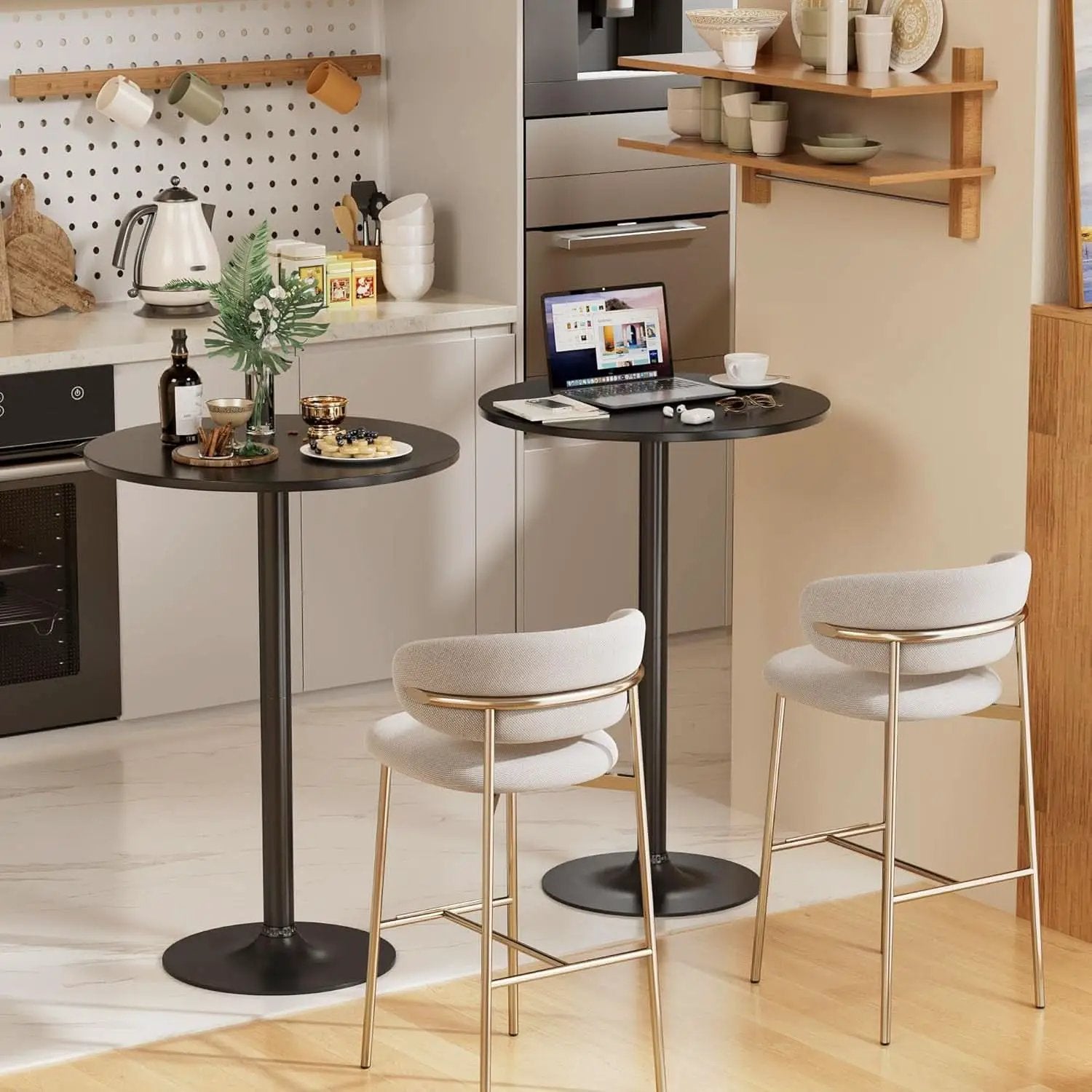 Black Circular Bar Table Water proof Coated Metal Base from PriceLows™