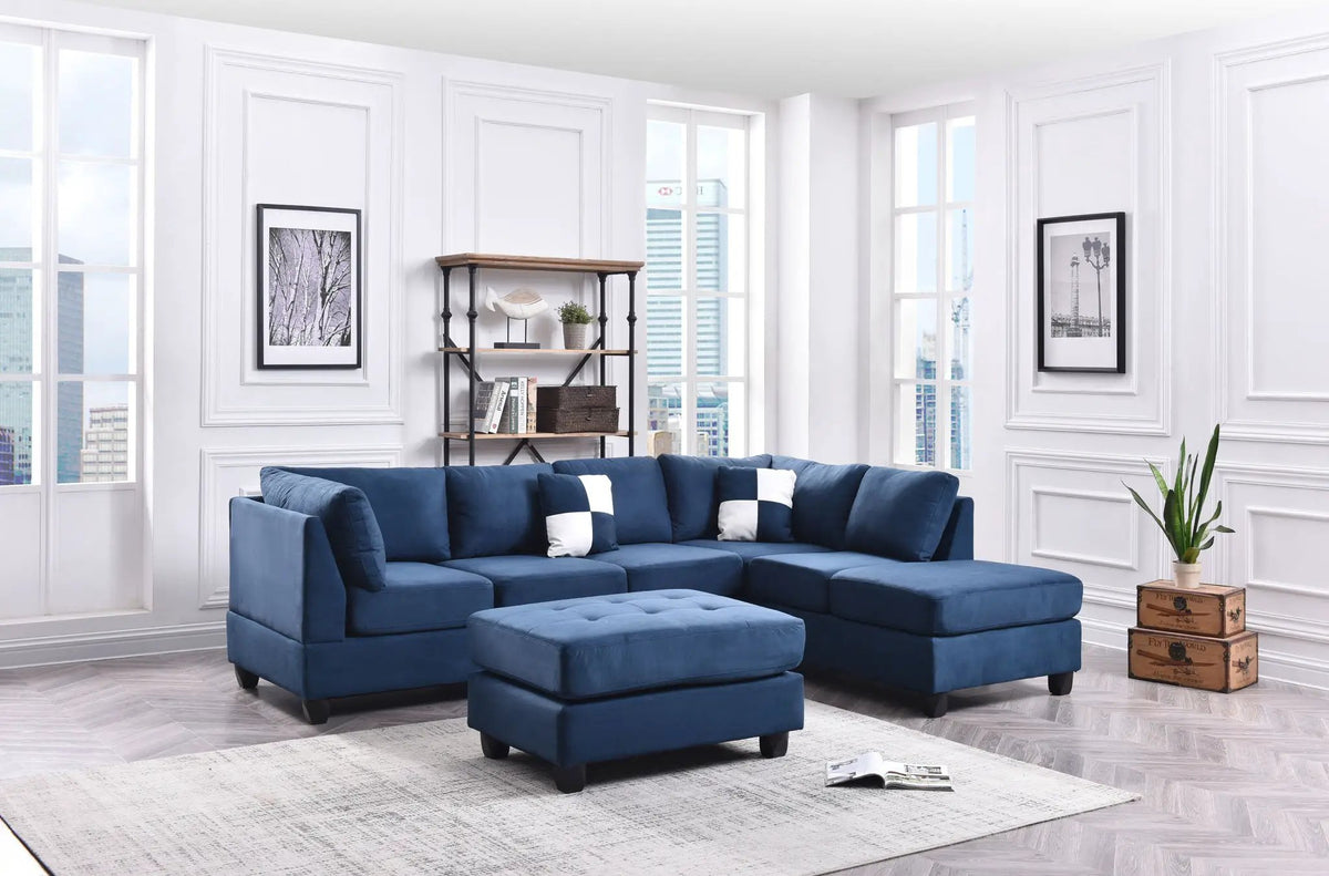 Malone Comfort Sectional | Pocketed Coil And Foam Seating | Removable Backs | 111 Inch Length