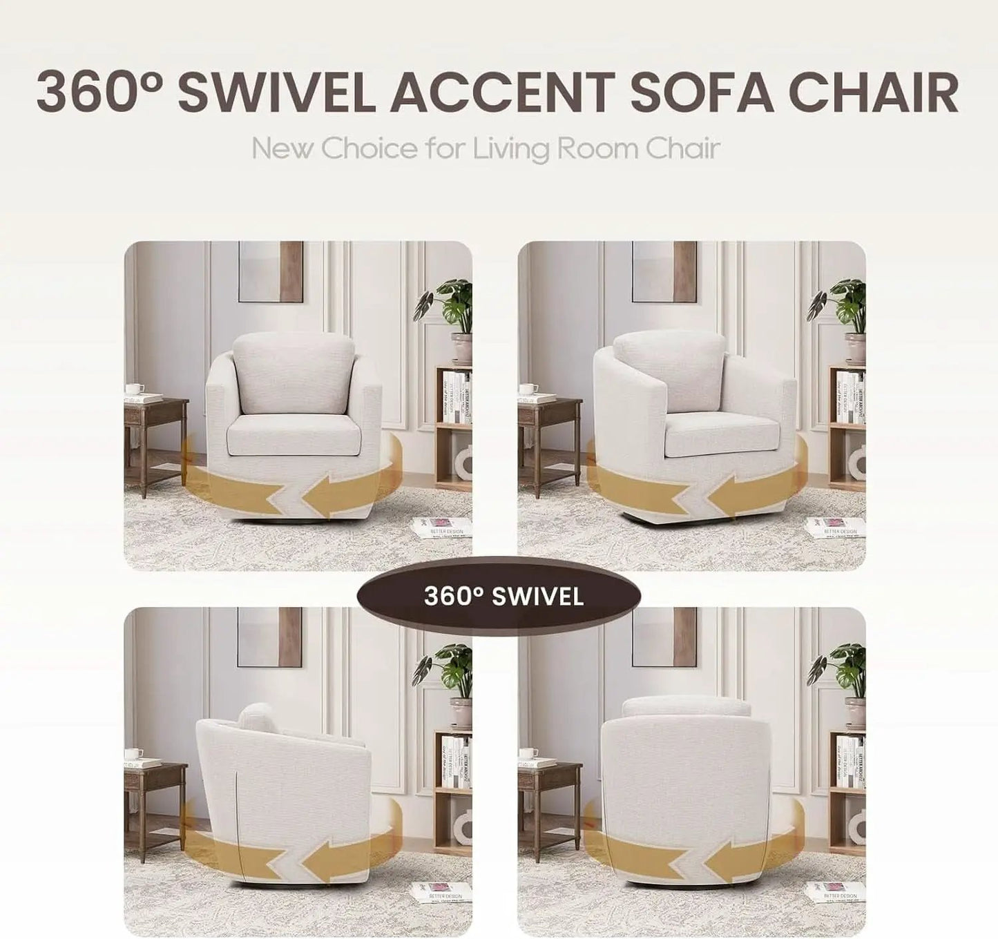 Beige 360 Degrees Swivel Armchairs Fully Assembled from PriceLows™