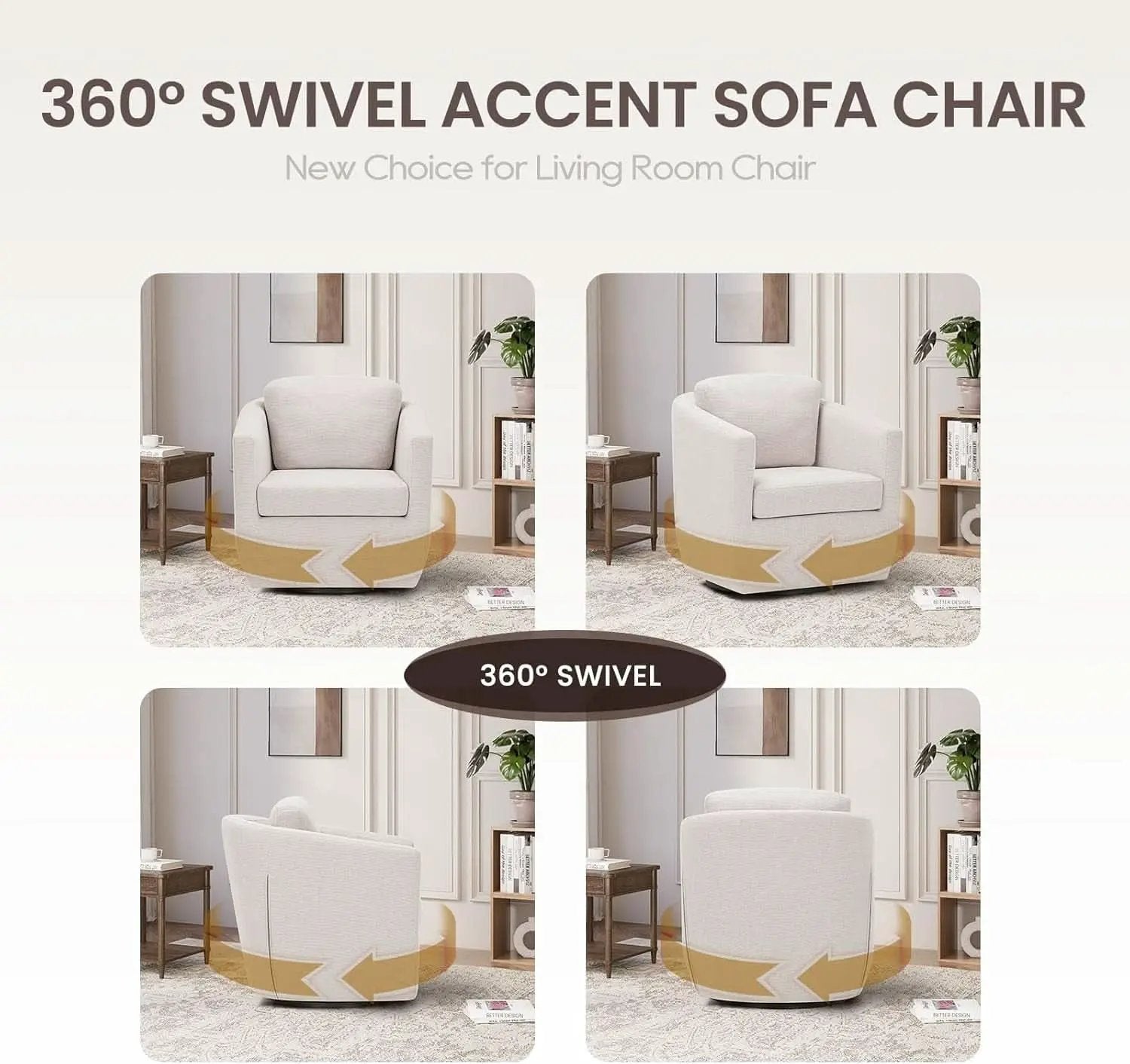 Beige 360 Degrees Swivel Armchairs Fully Assembled from PriceLows™