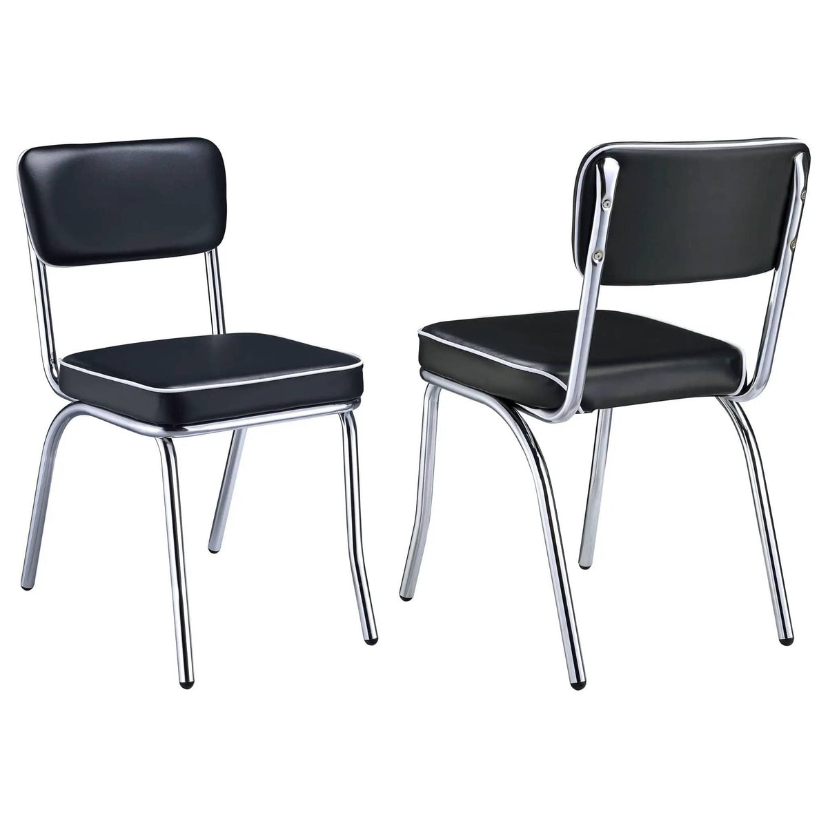 Retro Upholstered Dining Side Chair Black (Set of 2) | 17 x 21.25 x 32.5 in | Dining Room Furniture | Dining Room