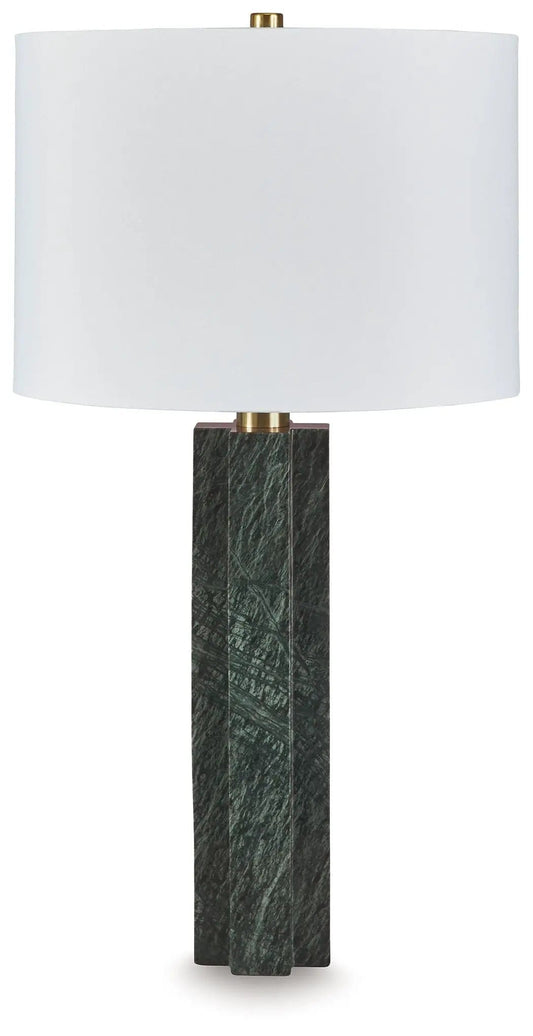 Keegan Marble Table Lamp | 14.88 x 14.88 x 27.75 in | Marble & Fabric | Green