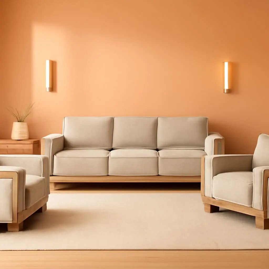 Oran Modern Sofa Set With Track Arms Light Brown Living Room from PriceLows™