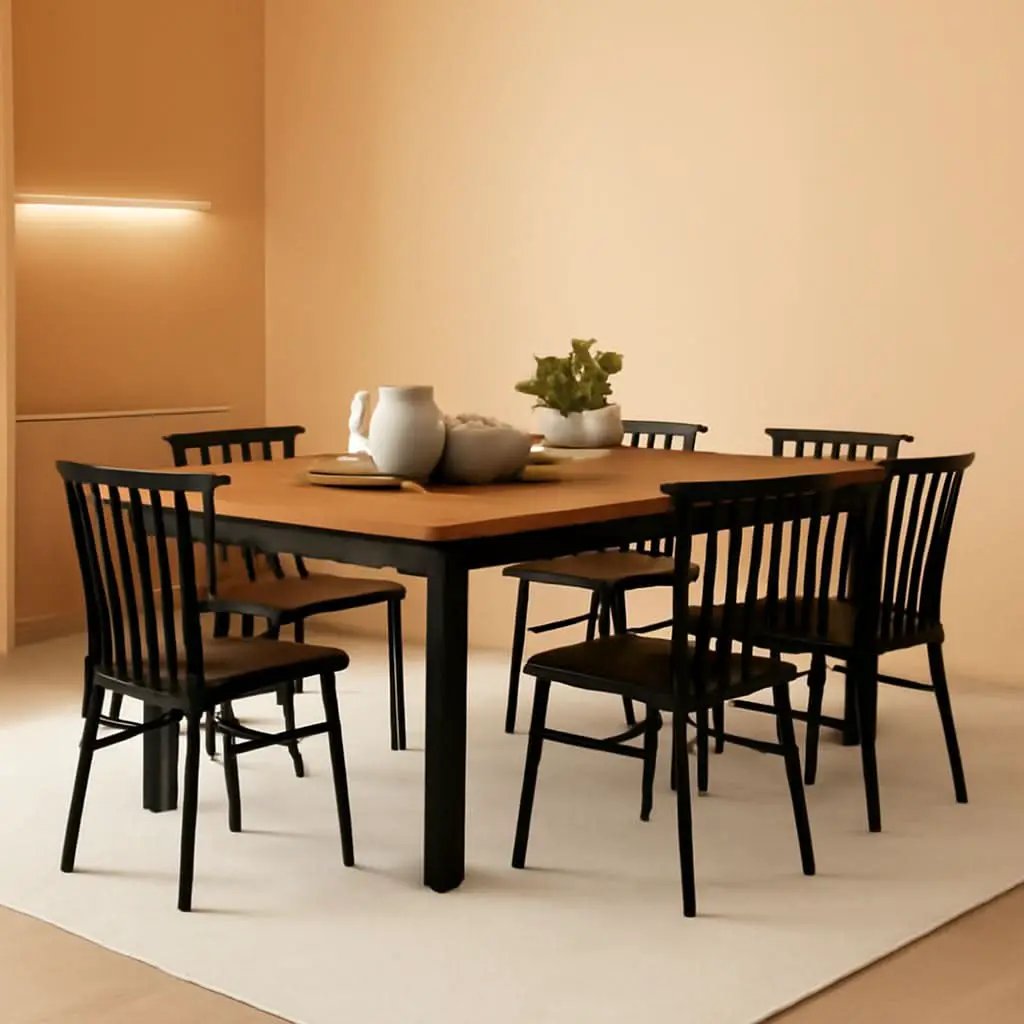 Dining Table For 6 Acacia Wood Indoor Outdoor Iron Legs from PriceLows™