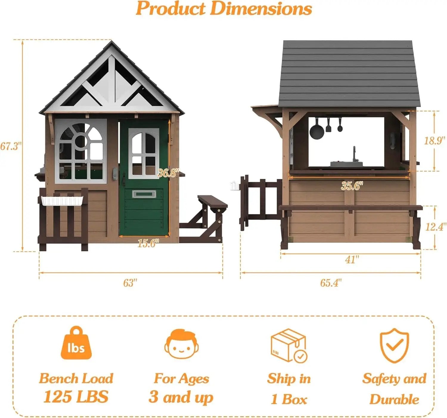 Premium Large Fir Wood Outdoor Playhouse DutchDoor from PriceLows™