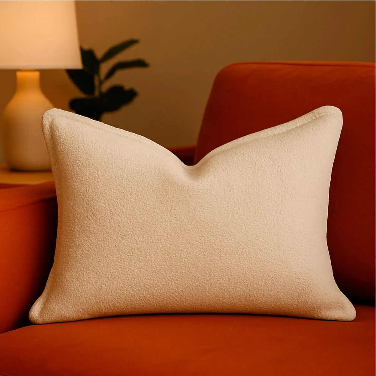 Homey Cozy Comfort Throw Pillow | Textured Ivory | 24 x 16 Inch | Fabric-Wrapped Edges