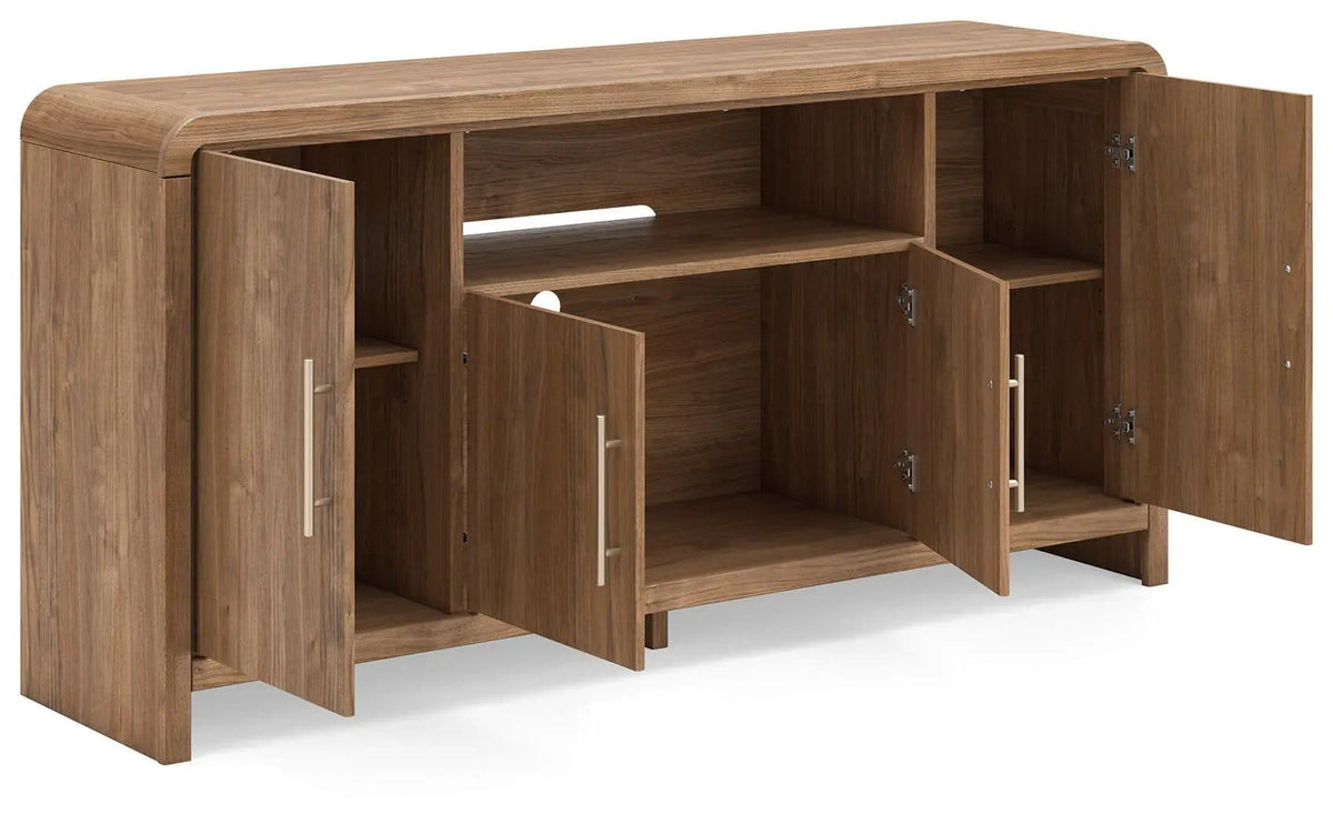 Dovander Extra Large TV Stand | 62.91 x 15.47 x 30.39 in | Walnut Wood & Mdf | Brown