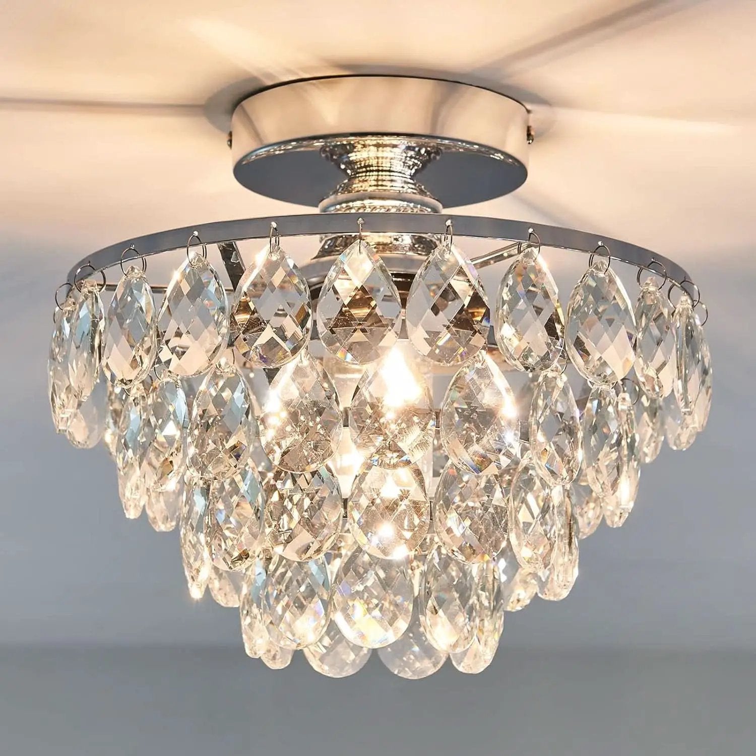 Crystal Chandelier Ceiling Light E26 Chrome Fixture from PriceLows™