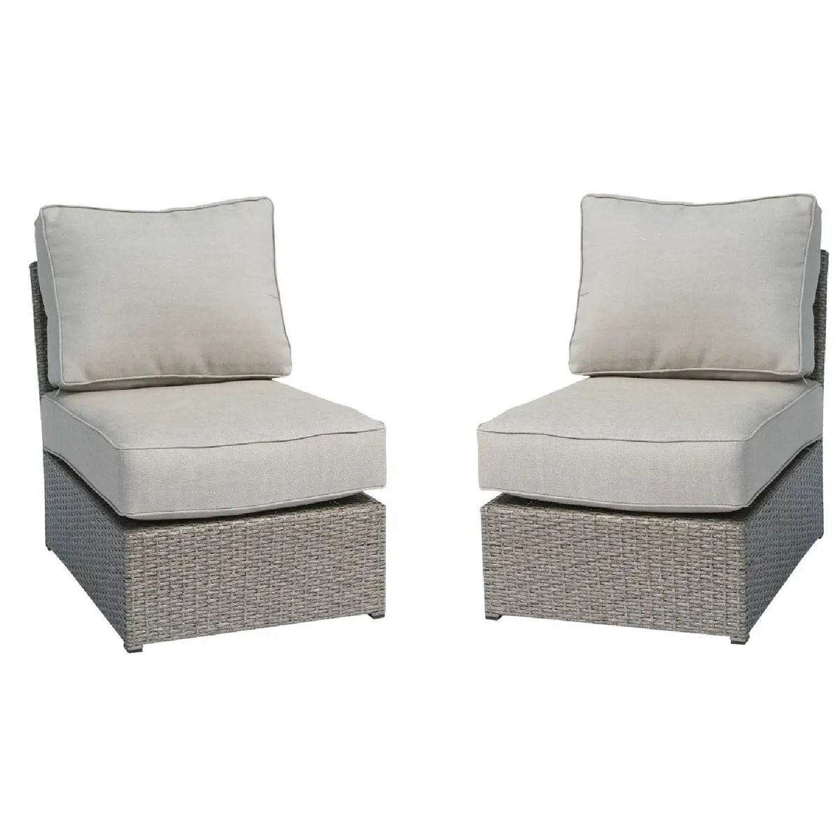 Armless Patio Chair | Cushions Included | Aluminum Inner Frame | Woven Wicker Base