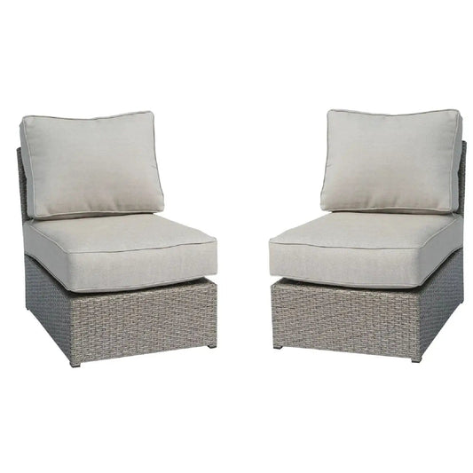 Armless Patio Chair | Cushions Included | Aluminum Inner Frame | Woven Wicker Base