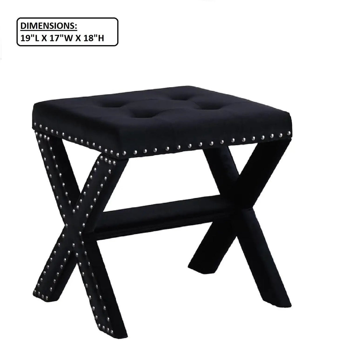 Upholstered Accent Bench | Nailhead Trim | Tufted Seat Cushion
