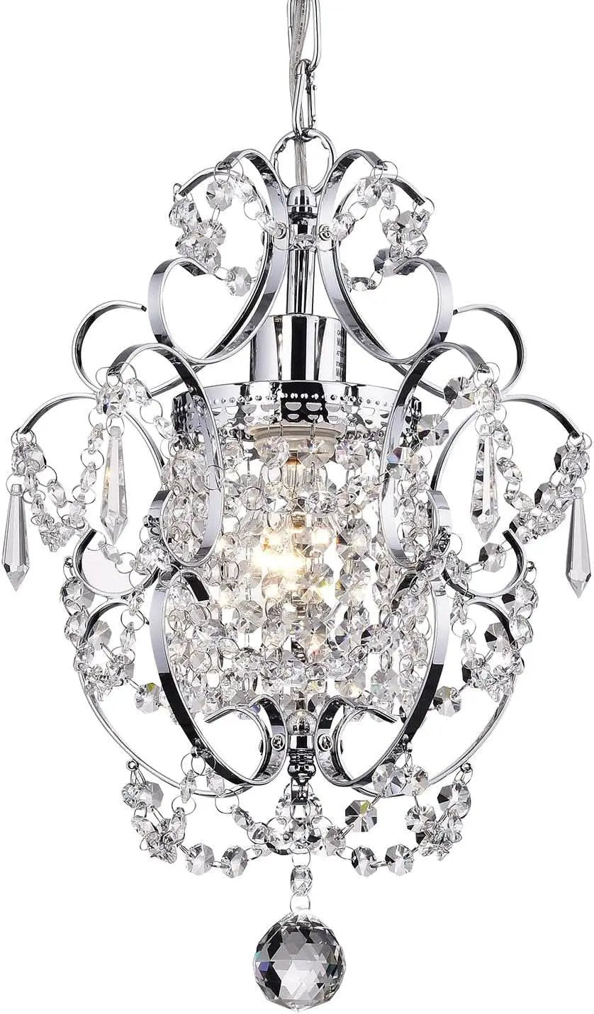 Amorette Chrome Crystal Chandelier 1 Light Fixture from PriceLows™